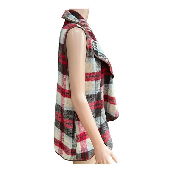 Unidear open waterfall front Unidear Flannel plaid vest size M cotton Blend - Picture 2 of 7